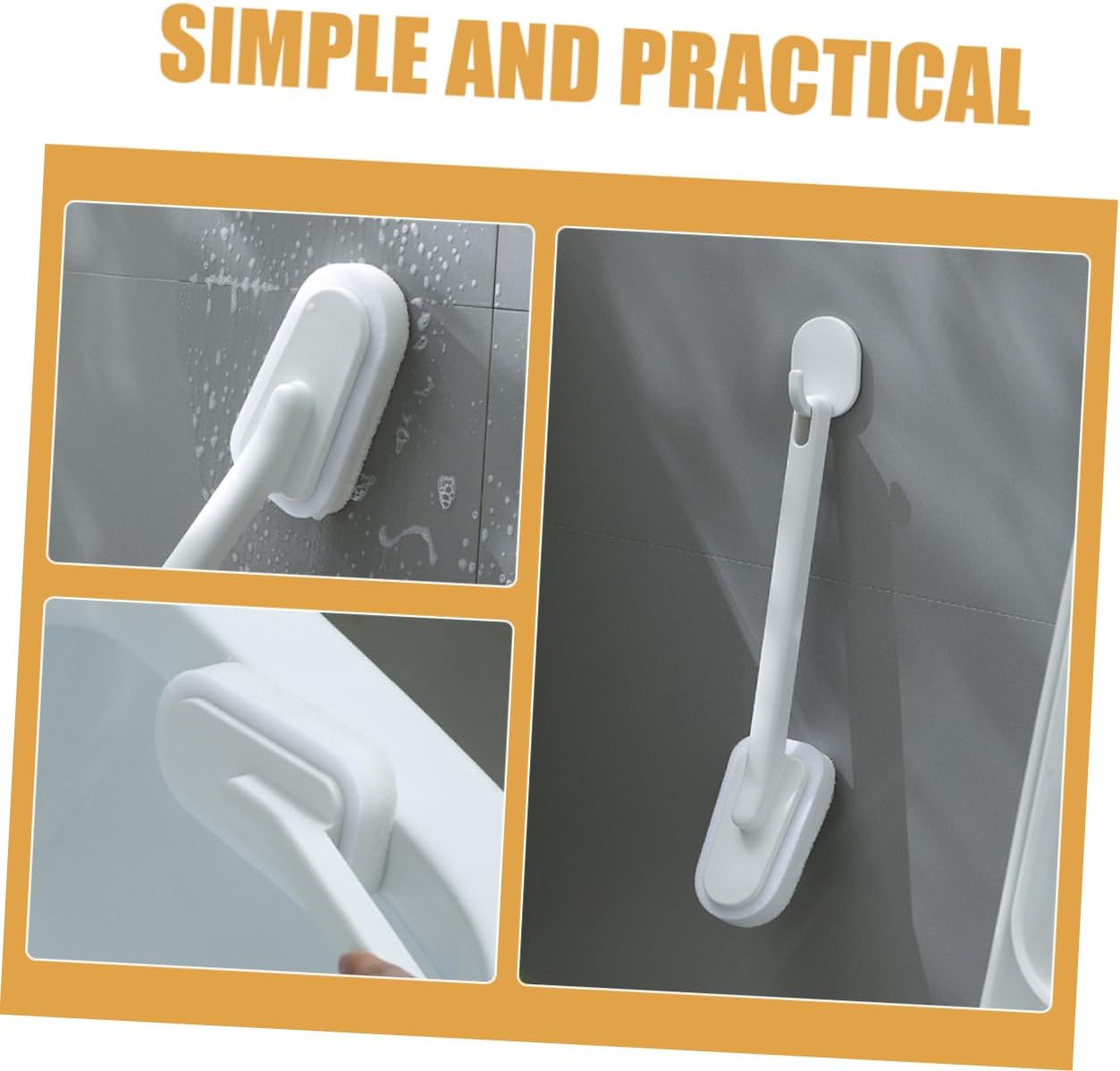 Healifty Long Handle Bathtub Cleaning Brush with Large Sponge Head and Dense Bristles