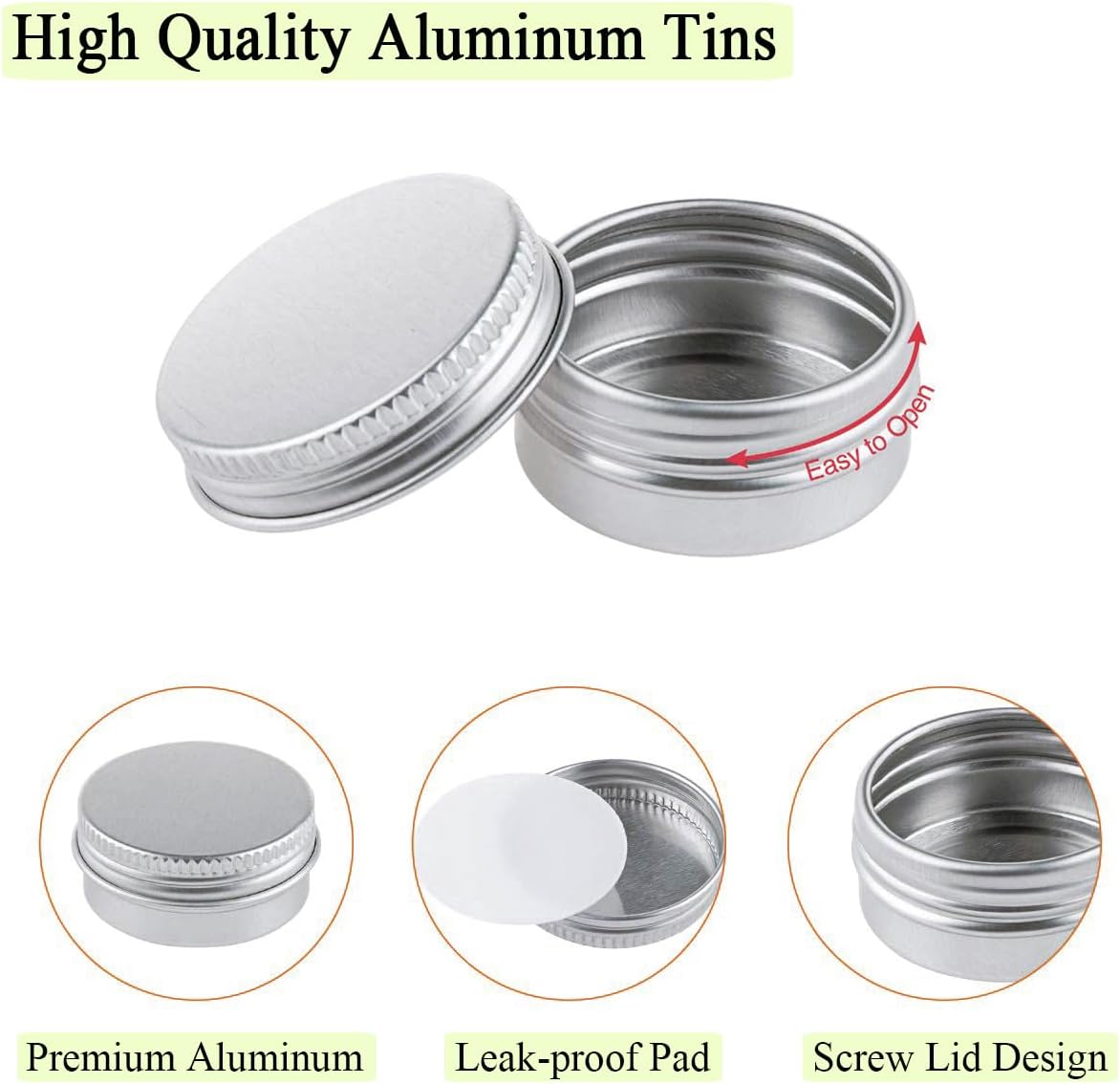 30 Pack 5ml Round Lip Balm Tins with Screw Lid