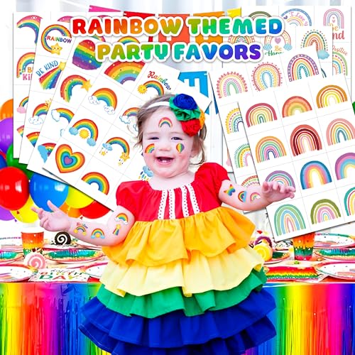 96 PCS Rainbow Pastel Temporary Tattoos for Kids
