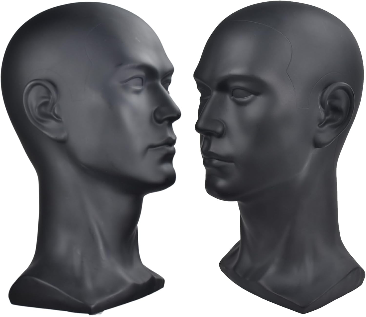 Male Mannequin Head for Wig Display Matte Black