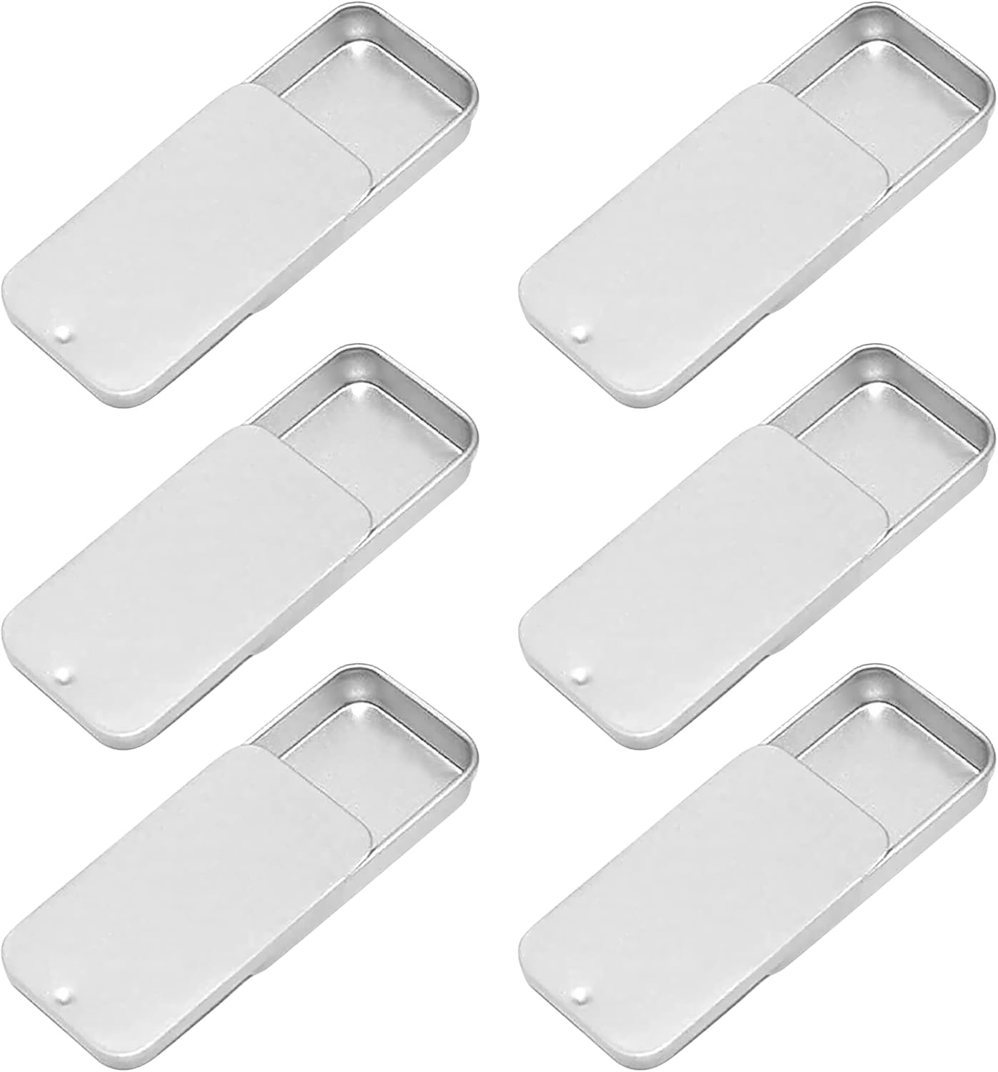 Empty Slide Top Tin Containers for Lip Balm 6 Pack