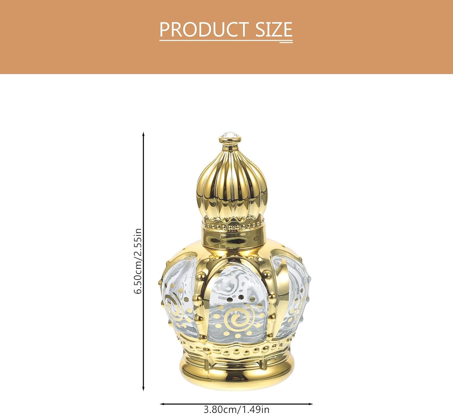 2pcs Mini Arabic Crystal Glass Roller Bottles 15ml Gold Refillable