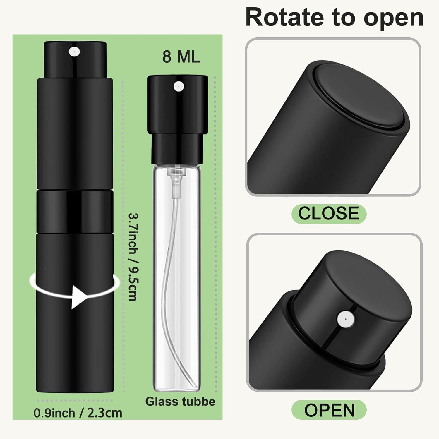 Beieverluck 15 Piece 8ML Refillable Perfume Atomizer Set