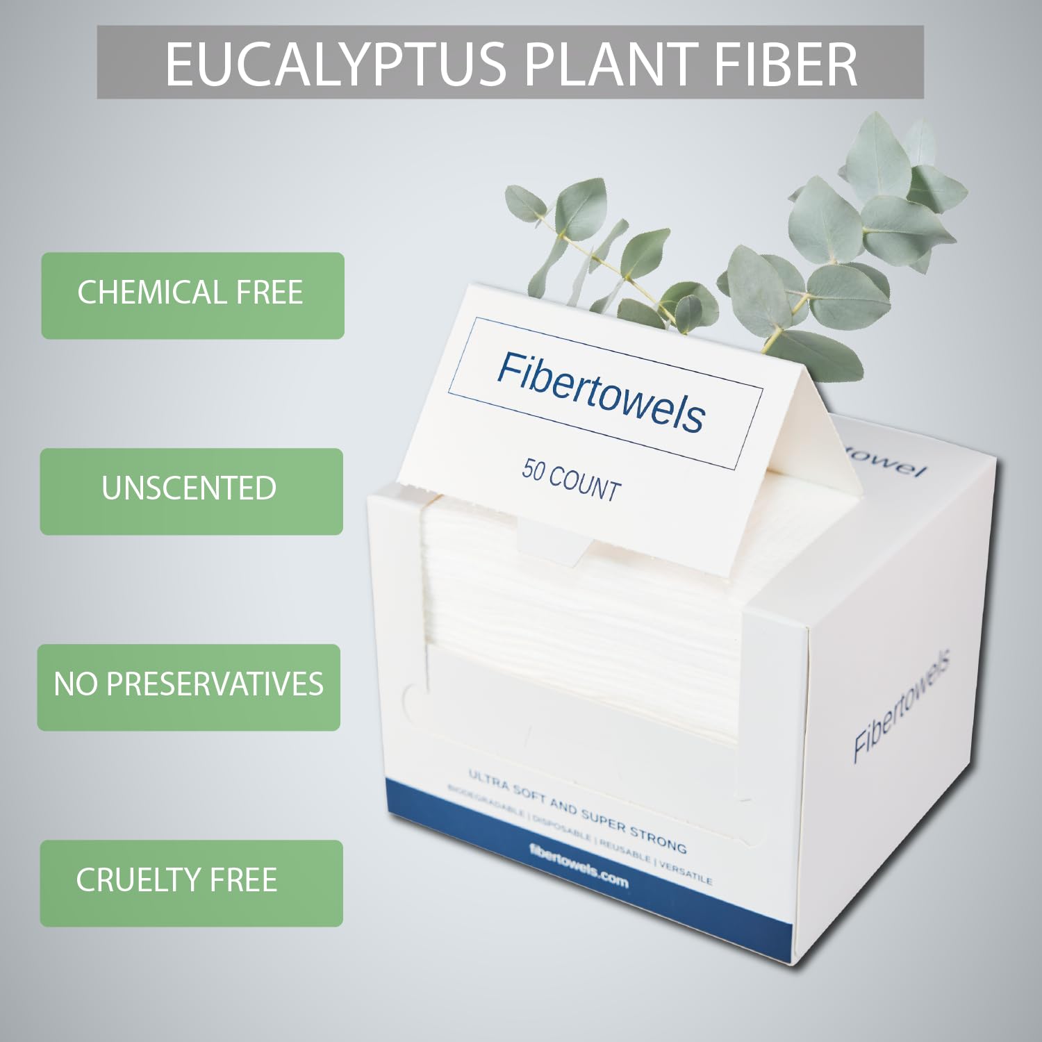 XL Biodegradable Face Towelettes 10x12 Eucalyptus Fiber