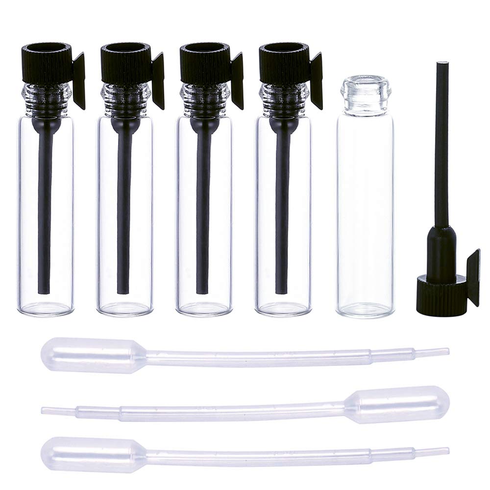 120Pcs 1Ml Mini Glass Sample Vials with Black White Plastic Caps
