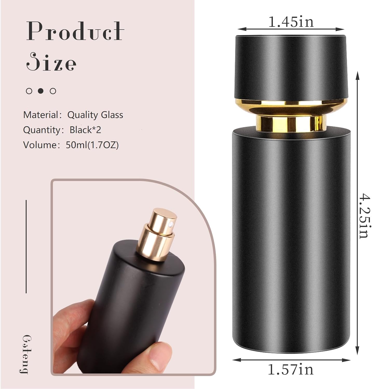 2pcs 50ml Glass Spray Bottle for Perfume and Cologne