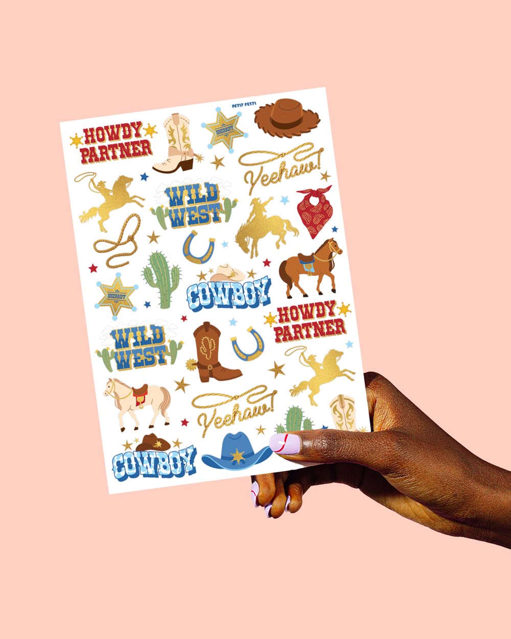 XO Fetti Cowboy Temporary Tattoos for Kids