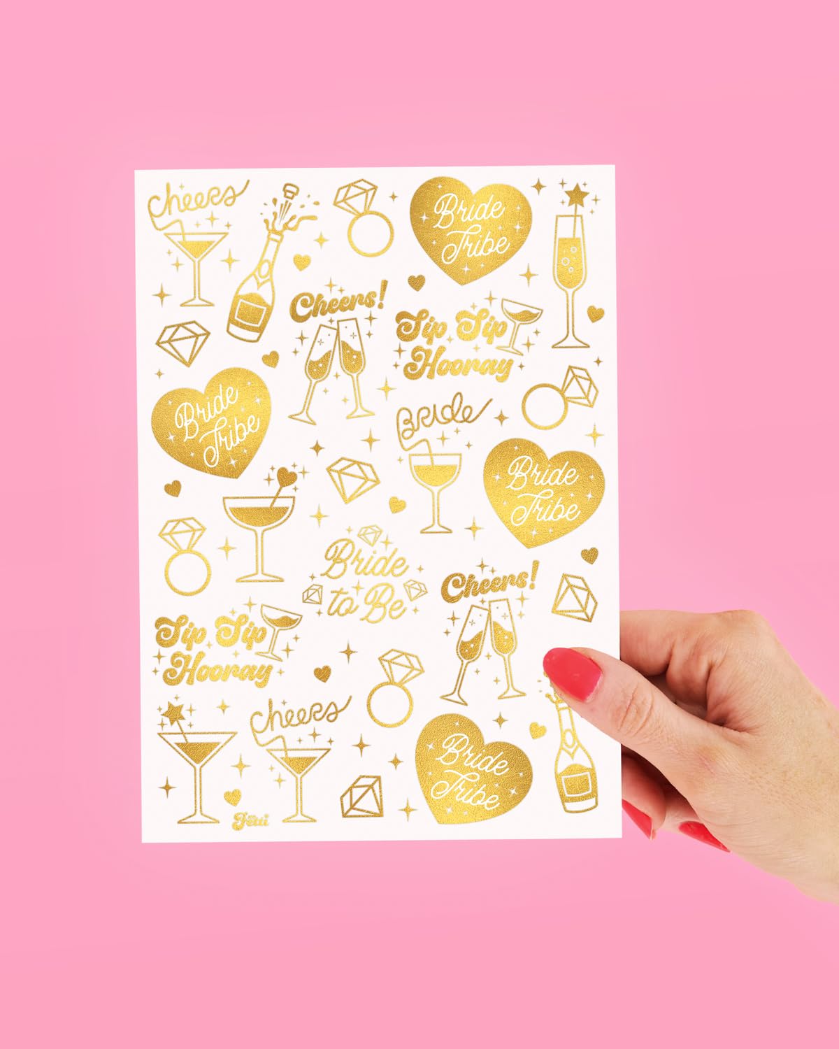 XO Fetti Gold Bachelorette Tattoos 54 Pcs