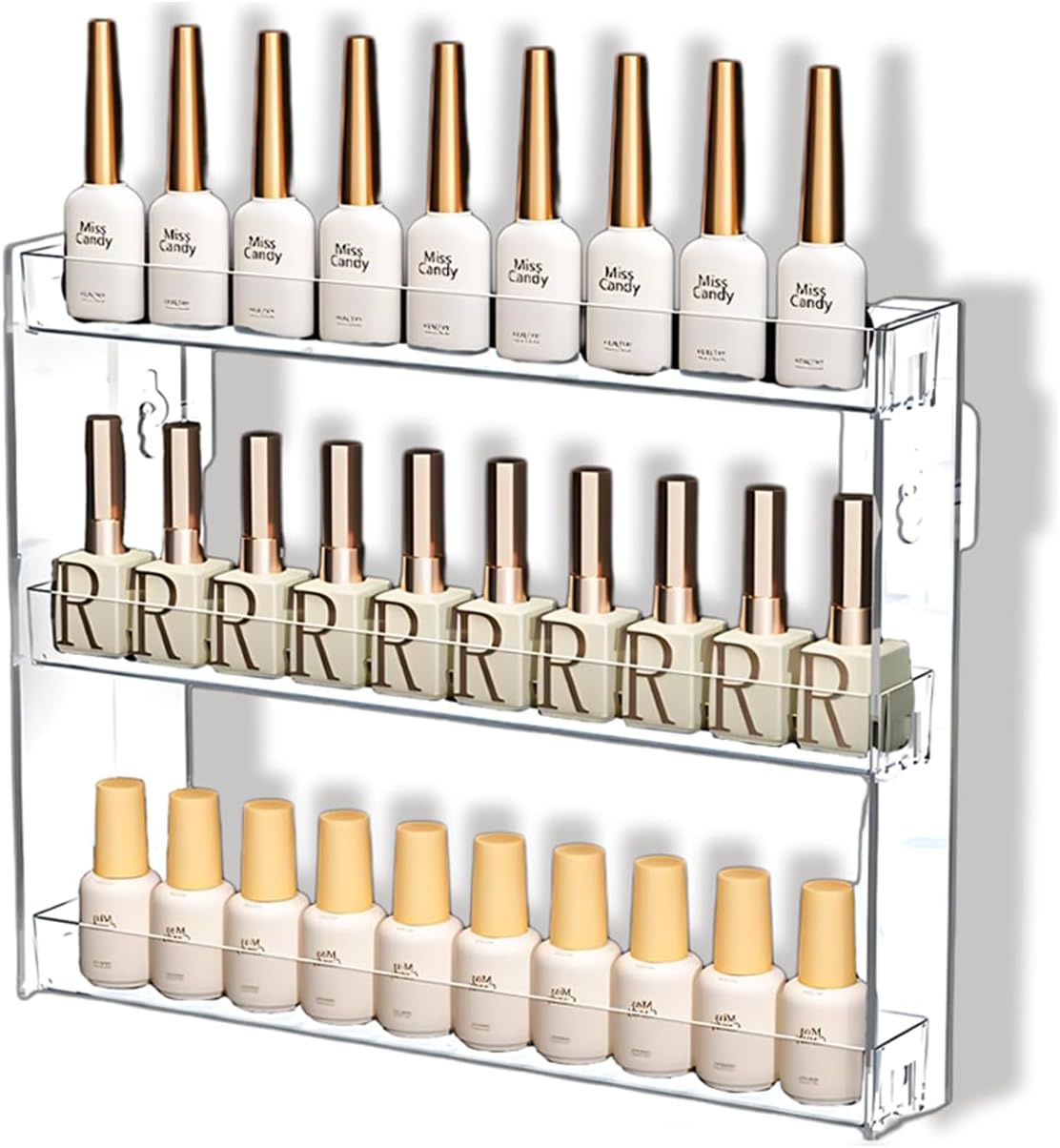3 Layer Makeup Organizer Wall Mounted with Anti-Slip Adhesive