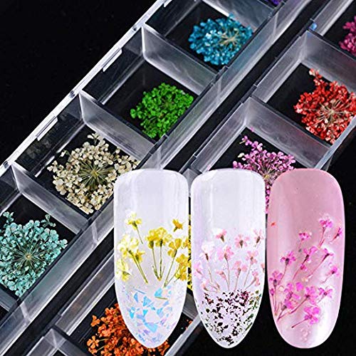 CHANGAR 3D Dried Flower Sticker Set for Nail Art and Resin Craft