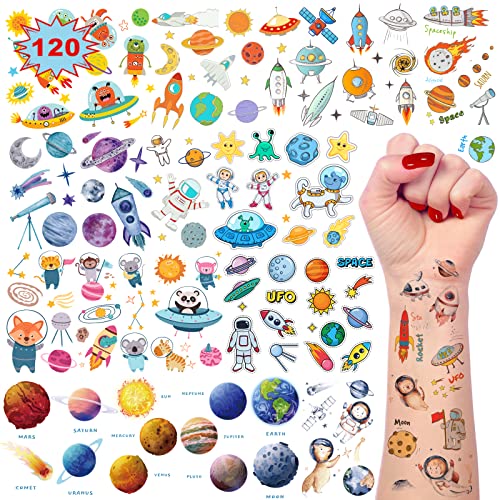 120 Space Temporary Tattoos for Kids Party
