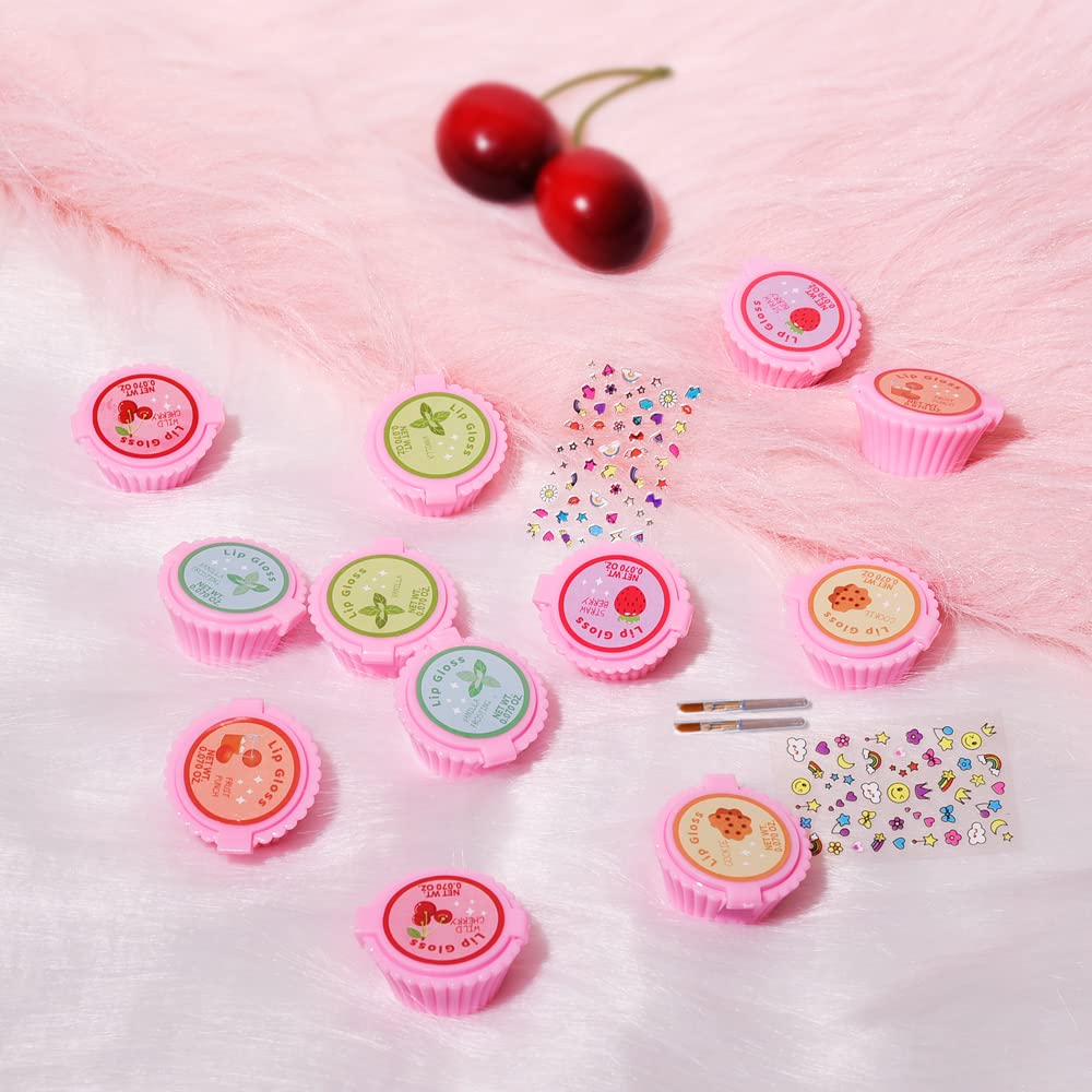 12 Pcs Cupcake Shaped Lip Gloss for Girls