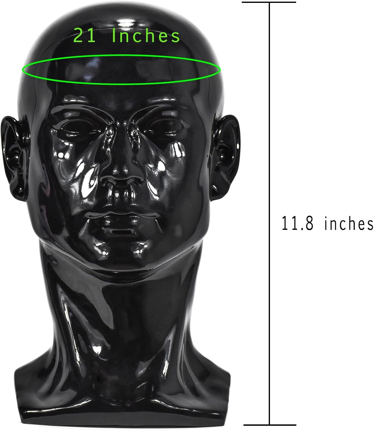 Fnnemg PVC Matte Black Male Mannequin Head Stand