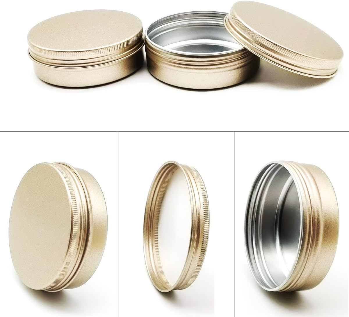 6pcs 100ml Matte-Gold Aluminum Tin Cans