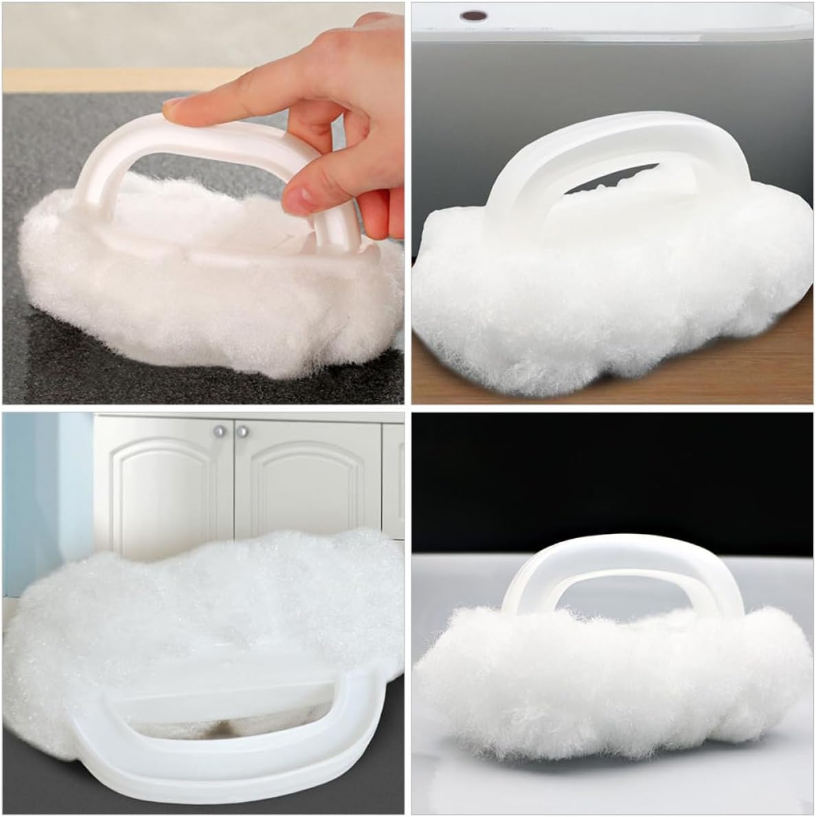 2pcs Soft Bathtub Brush with Handle for Bathroom Cleaning