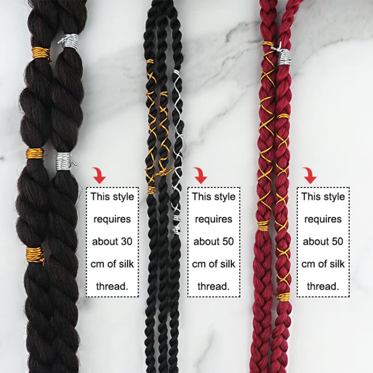 Gold Sliver Dreadlock Braids Hair Accessories 2 Pieces