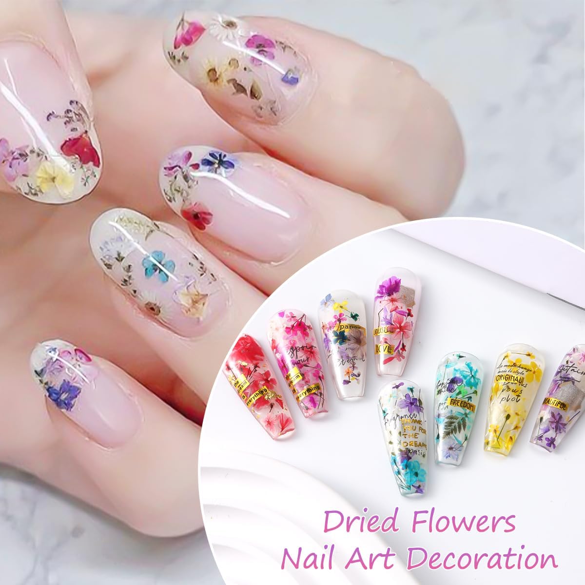 8 Box Dried Flowers Nail Art Decor Kits