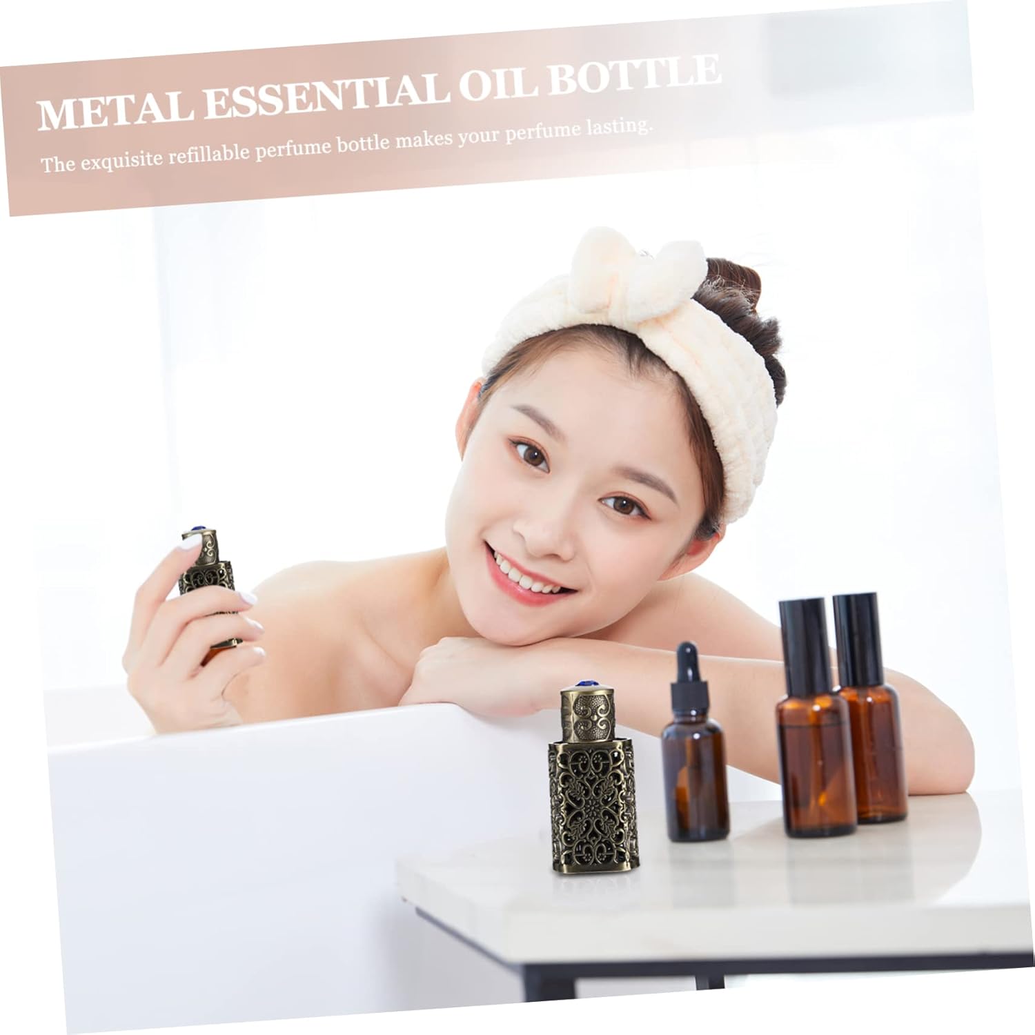 OSALADI Hollow Metal Essential Oil Dropper Bottle 3ML