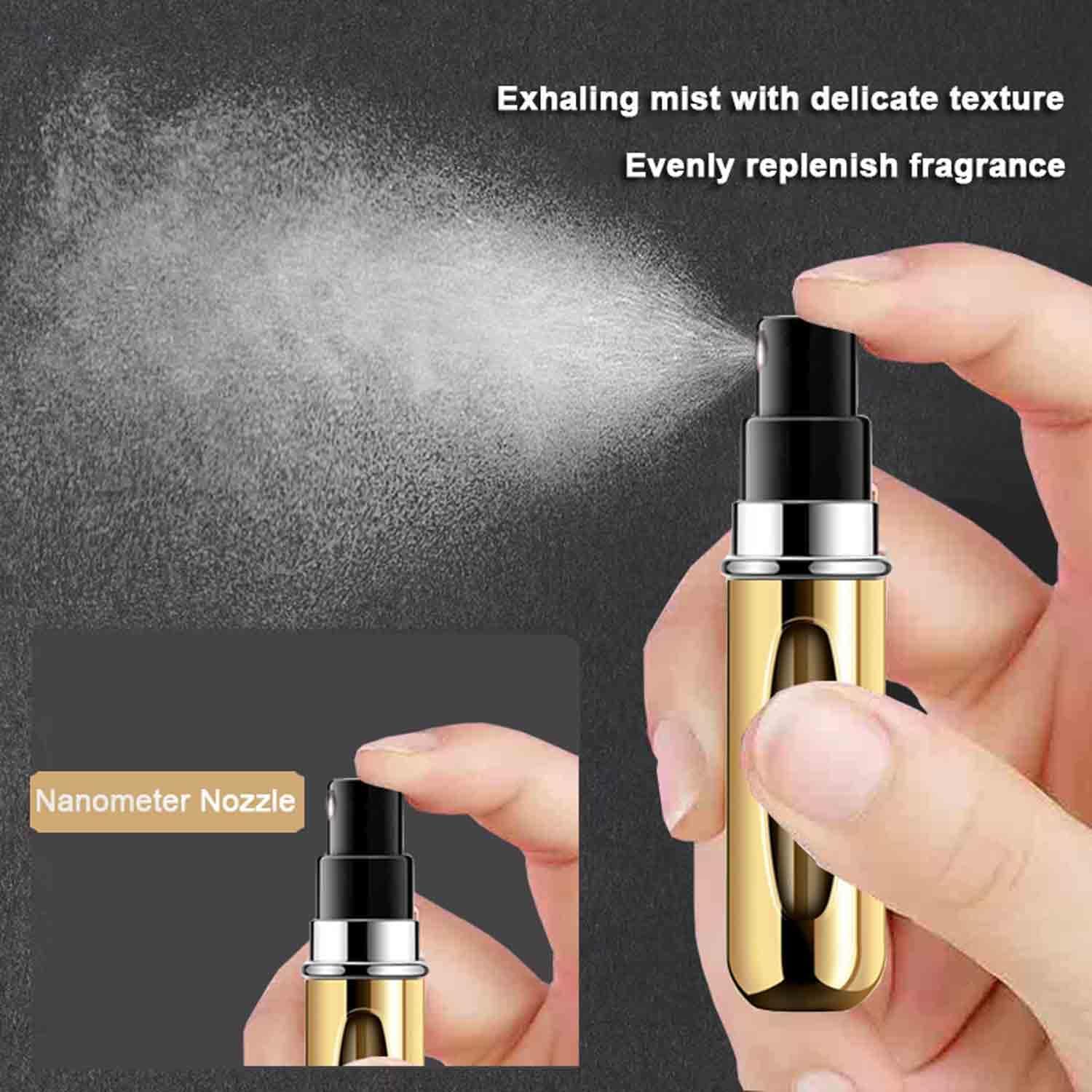 Portable Refillable Perfume Atomizer Spray Bottles - 6 Pcs Travel Mini Dispenser Case