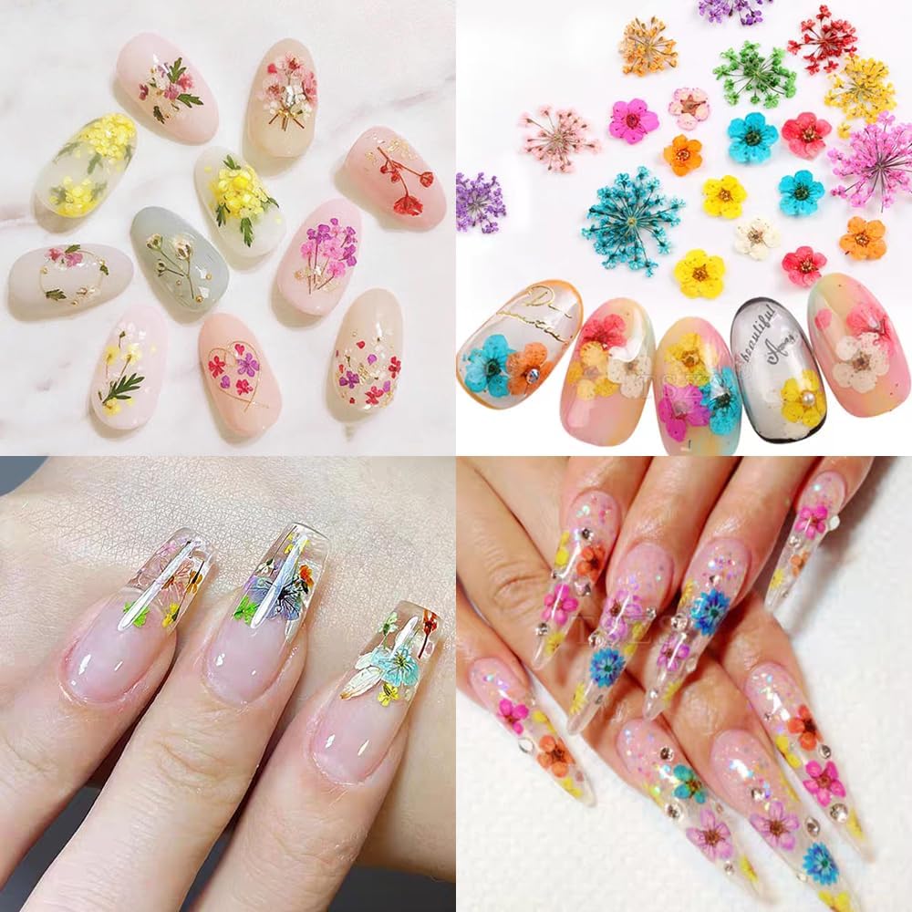 2 Boxes 3D Dried Flowers Nail Art Stickers