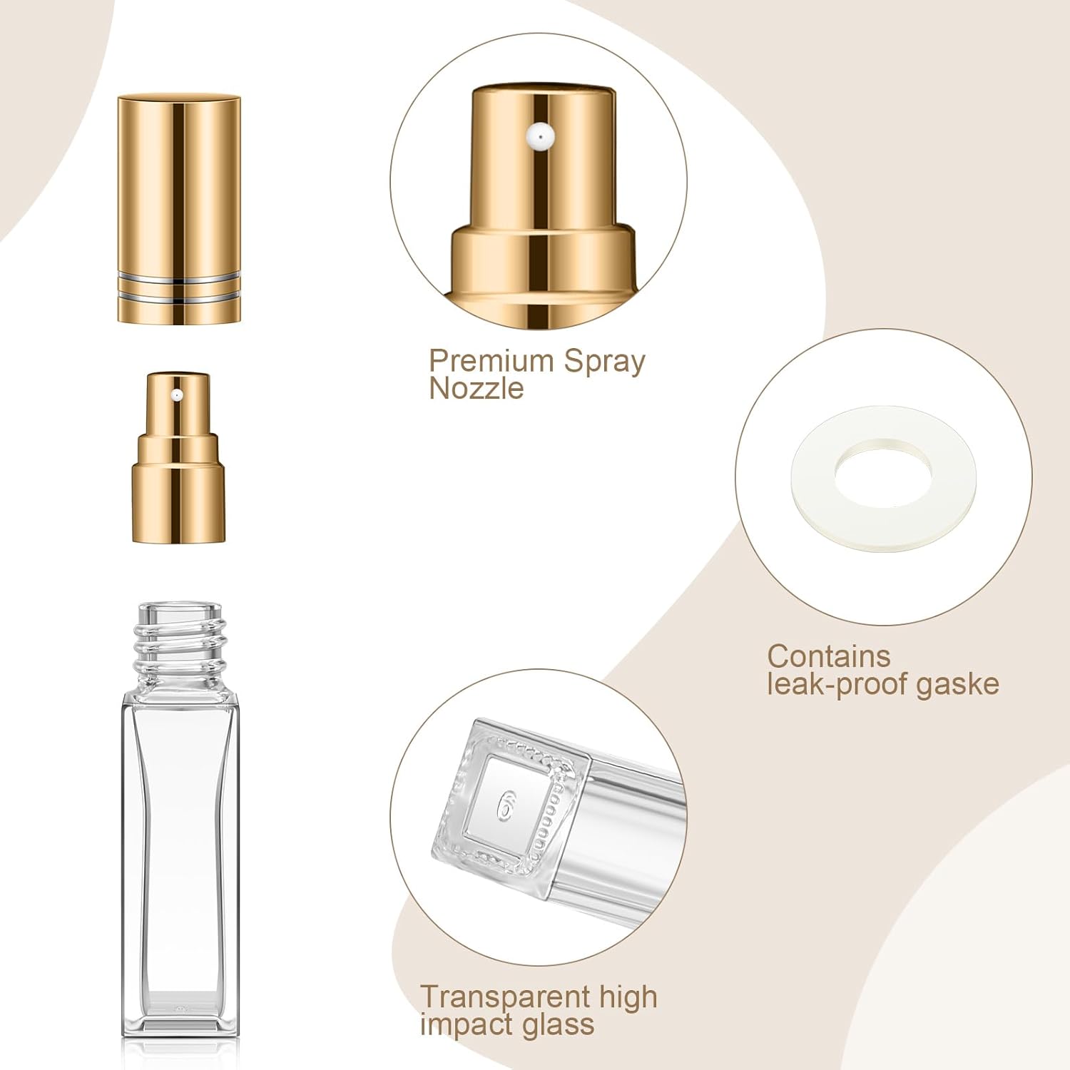 Domensi 90 Pcs Refillable Glass Perfume Bottles with Pump