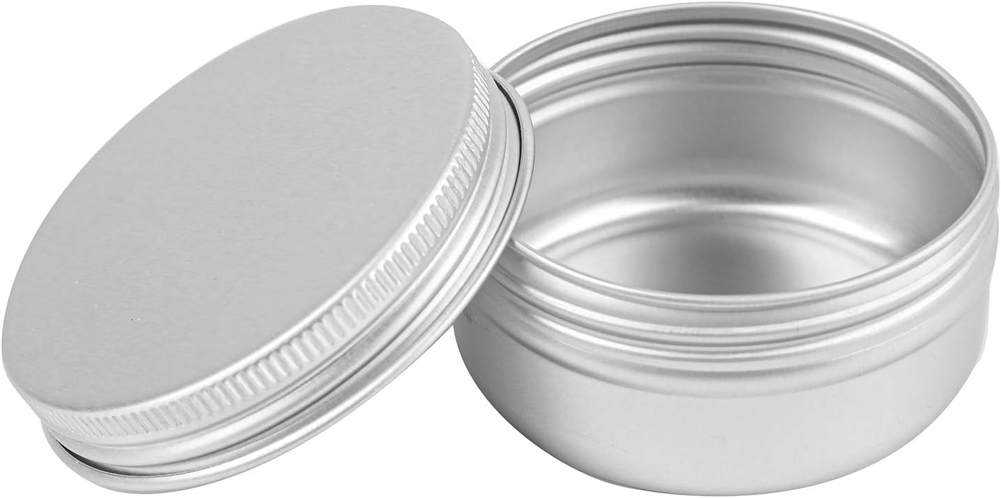 Foraineam 60 Pack Round Aluminum Lip Balm Tins with Screw Top - Silver