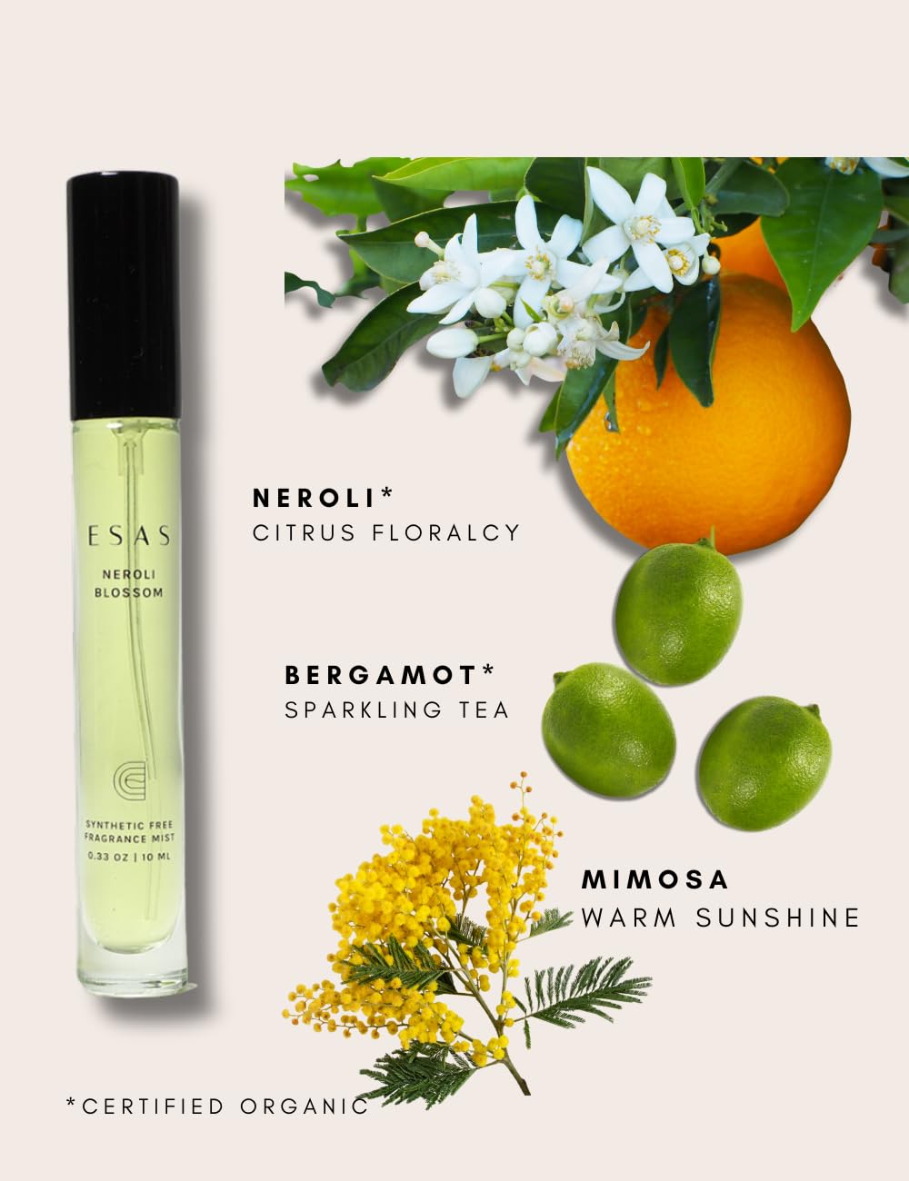 Esas Beauty Neroli Blossom Organic Perfume Mist 033 oz EDP
