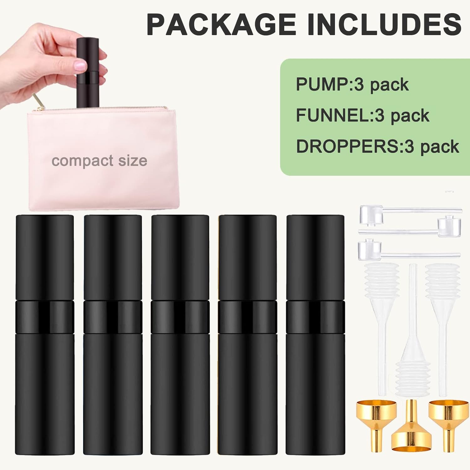 Beieverluck 15 Piece 8ML Refillable Perfume Atomizer Set