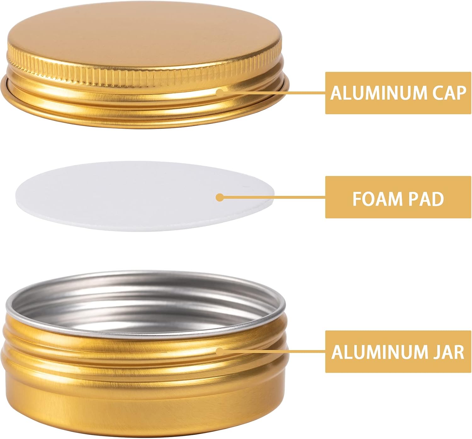1 oz 30ml Gold Aluminum Tin Jar with Screw Lid Pack of 32