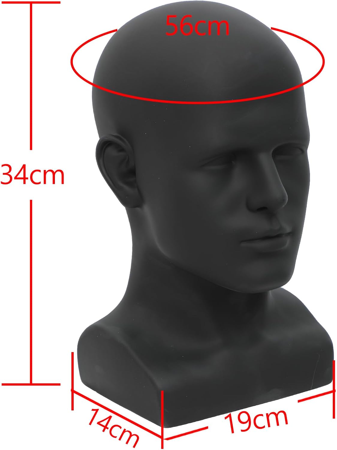 AMLUCKS Male Mannequin Head PVC for Wig Display Black