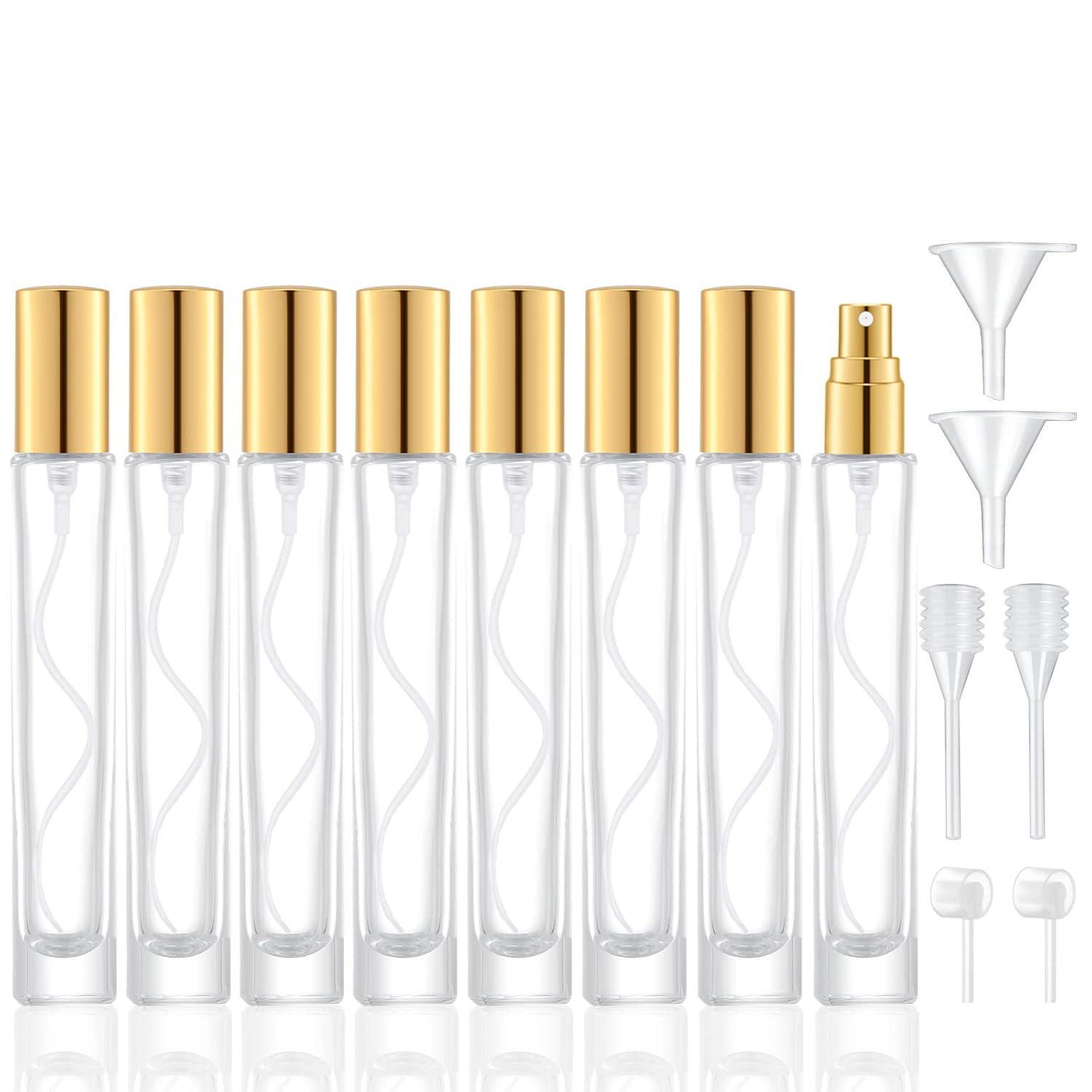 10ml Glass Spray Bottle Set 8PCS Gold