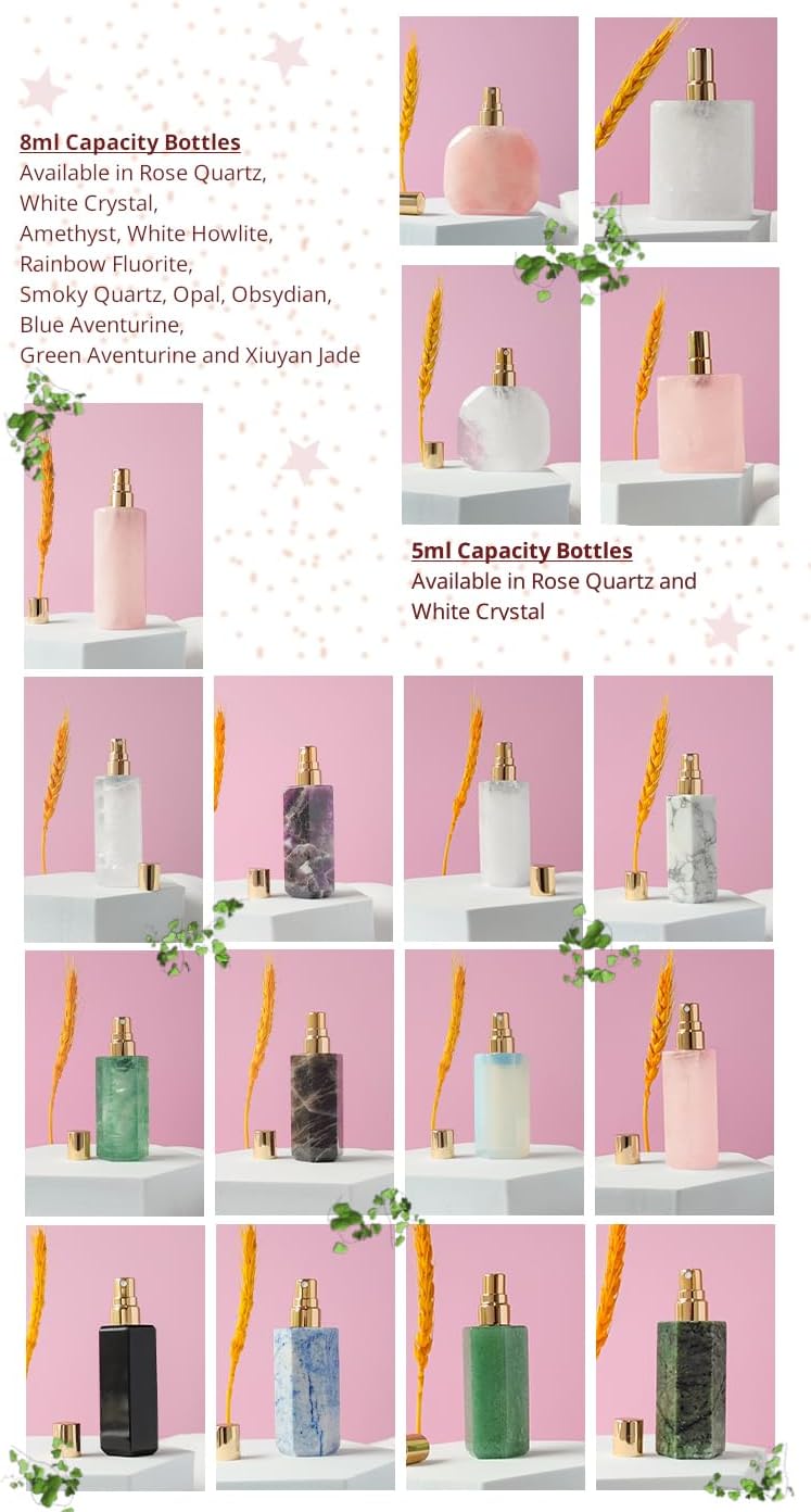 Refillable Perfume Bottle with Rose Quartz