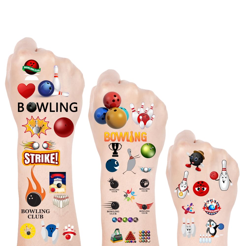 Oringaga 600 PCS Bowling Temporary Tattoos 24 Sheets