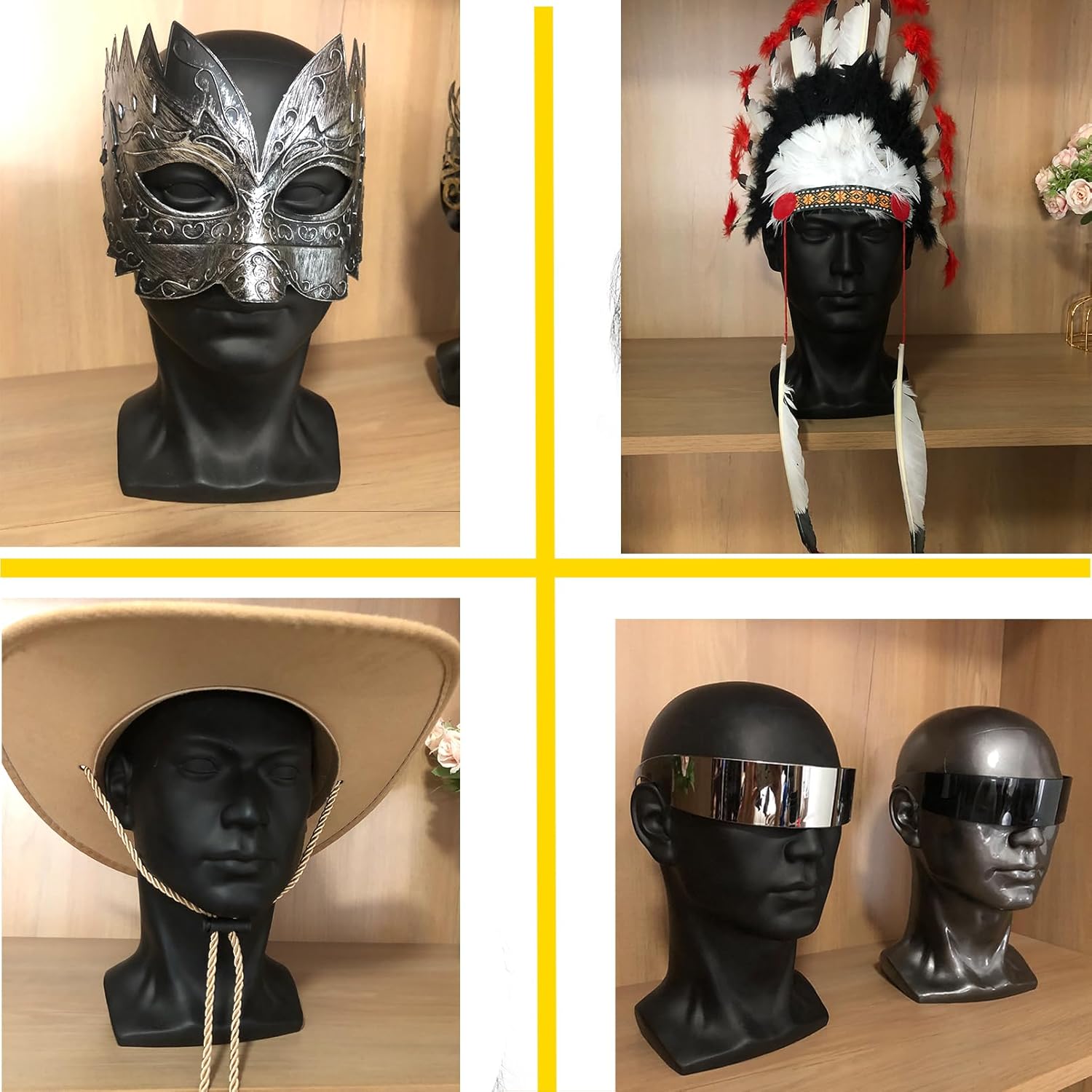Male Mannequin Head for Wig Display Matte Black