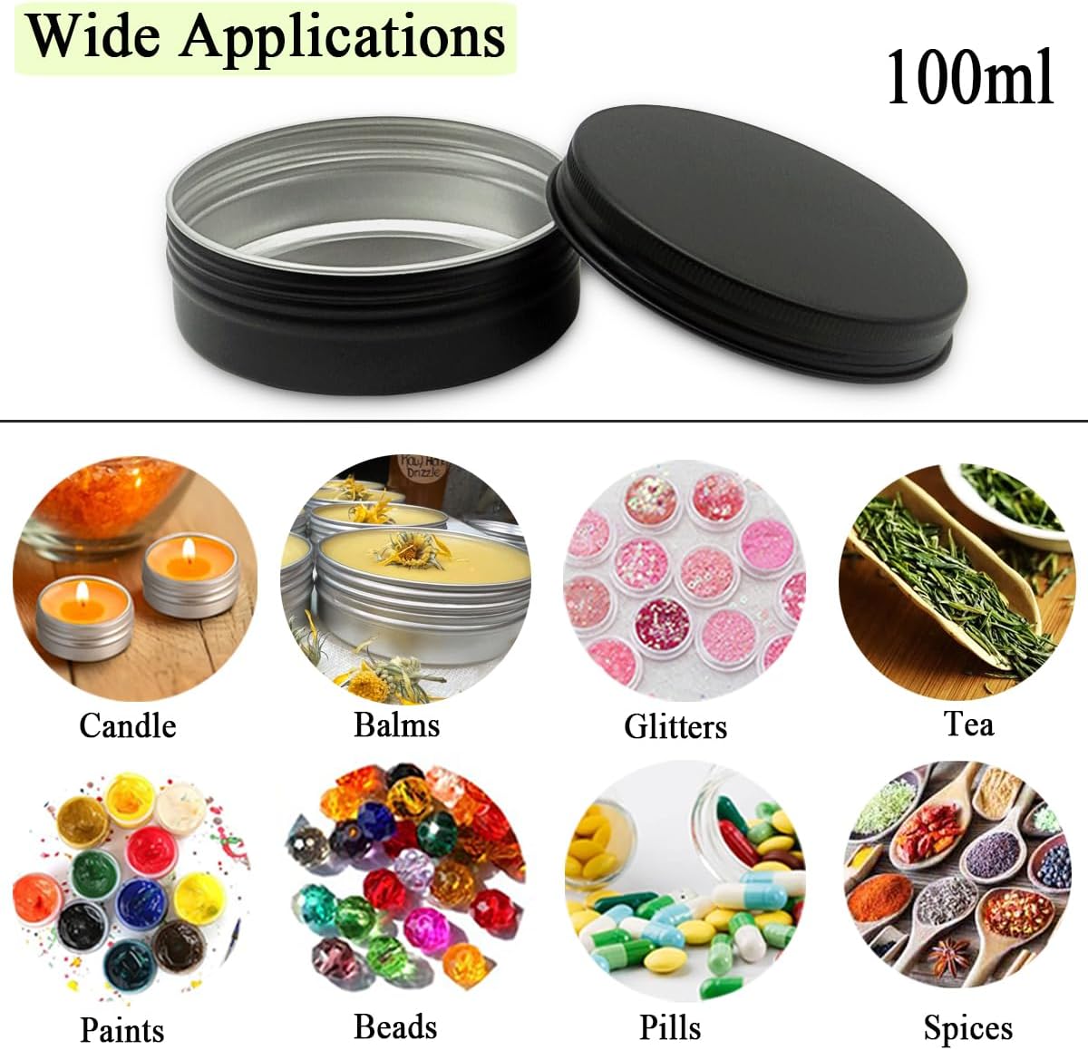6 Pack 100ml Aluminum Tin Jars with Screw Cap