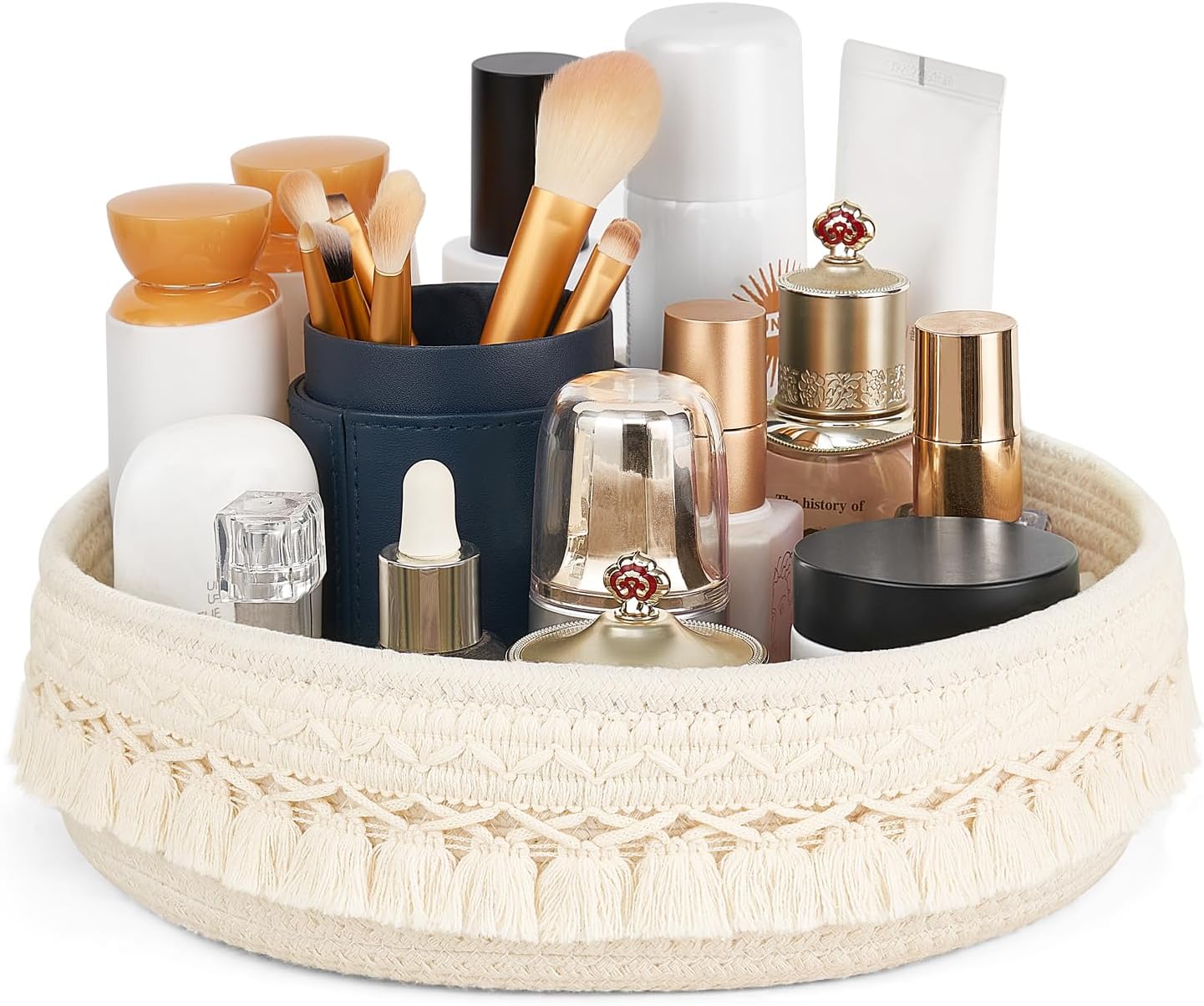 Mkono Macrame Makeup Organizer Basket Boho Decor