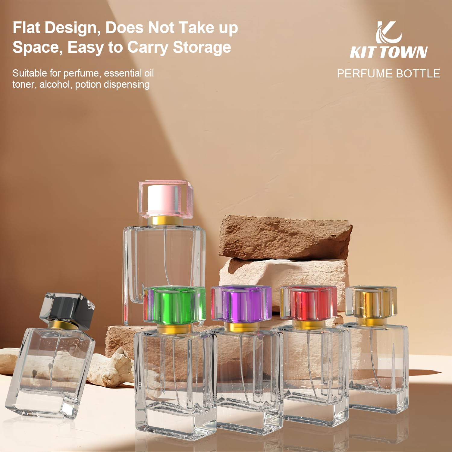 Refillable Perfume Bottle 2 Pack Glass Spray Bottle 50ml 17oz
