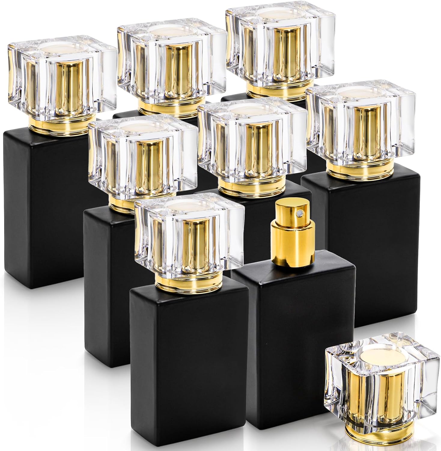 Foraineam 8 Pack Black Refillable Perfume Bottles
