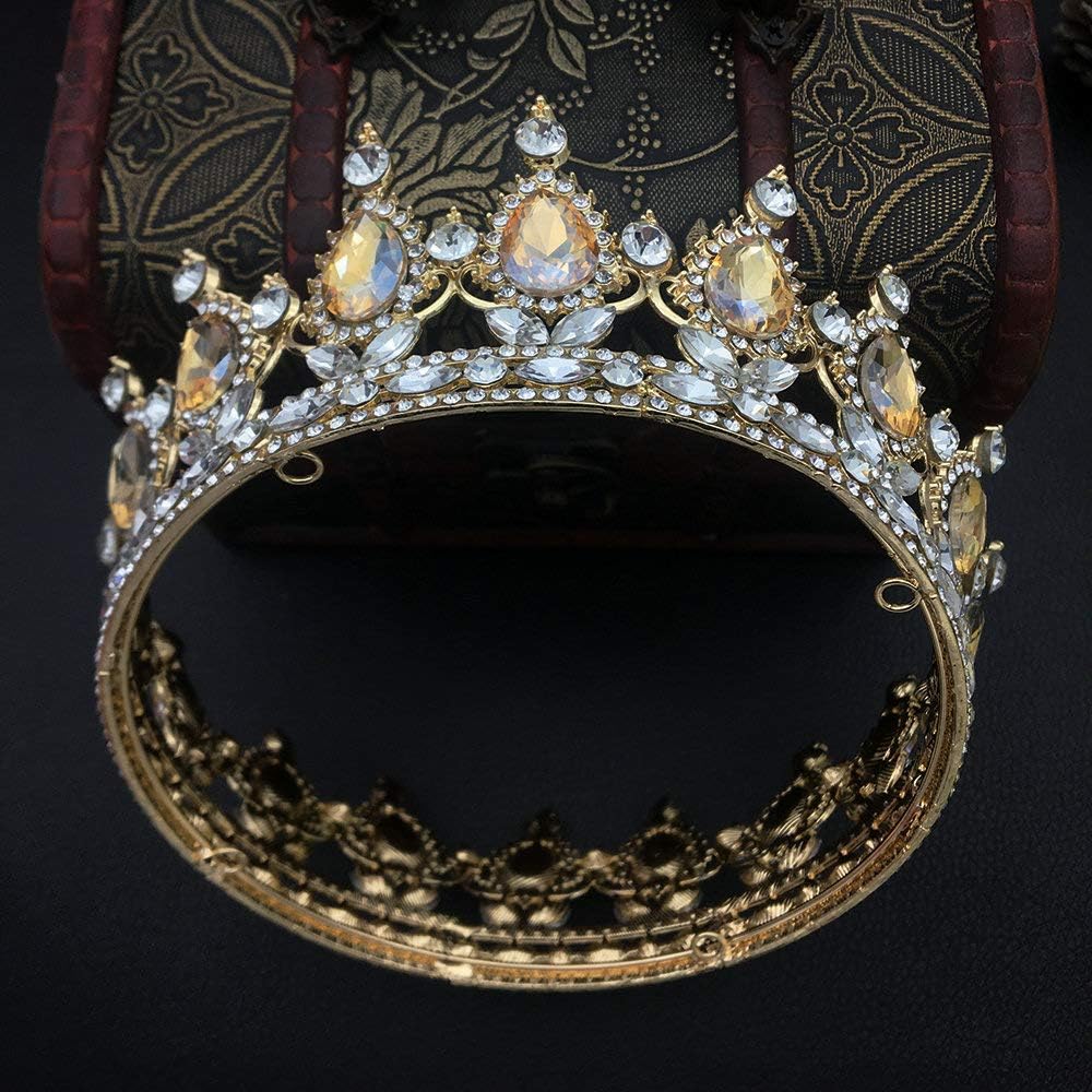 QIDIAN Retro Round Crown Bride Hair Accessory for Women