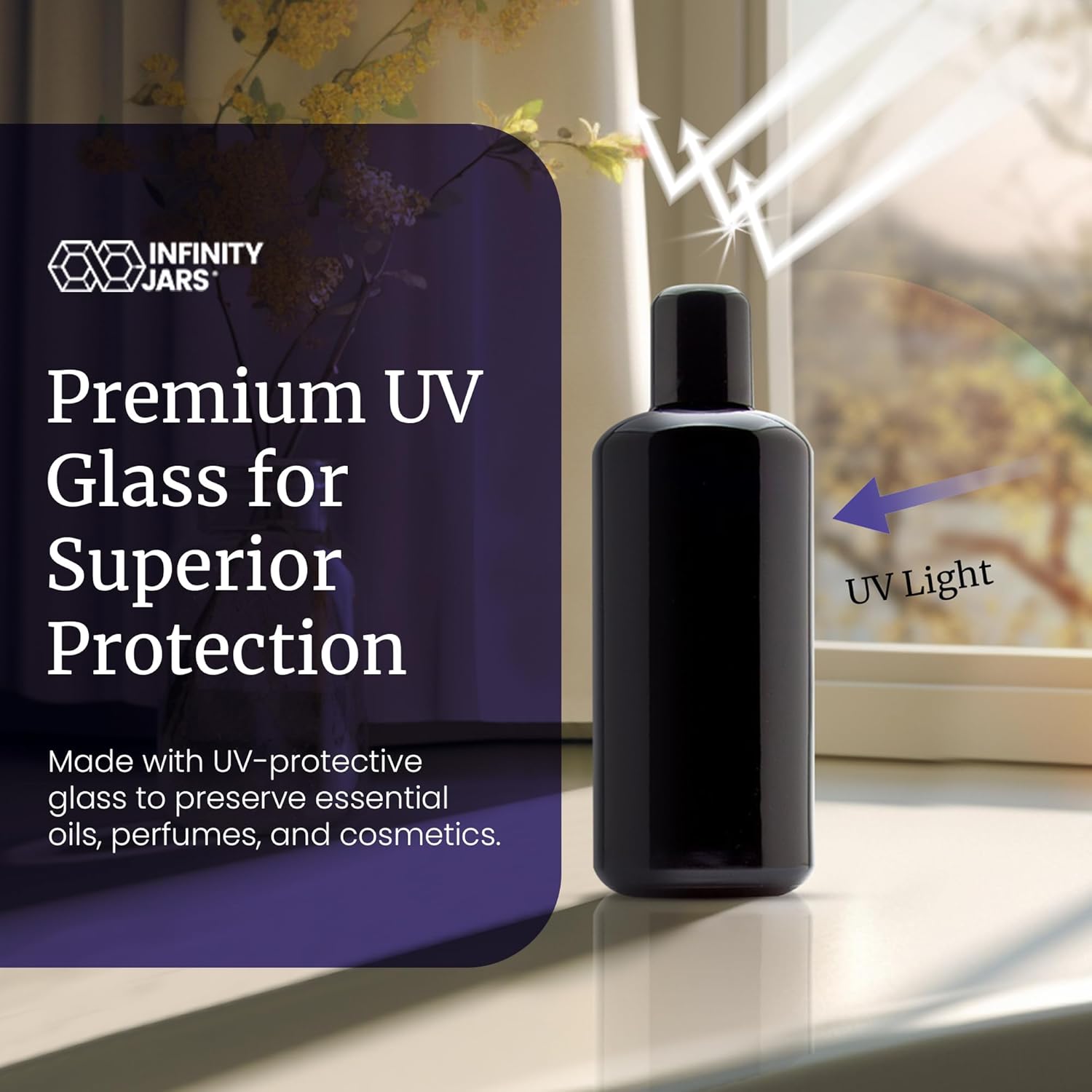 Infinity Jars 200 ML Black UV Blocking Glass Bottle
