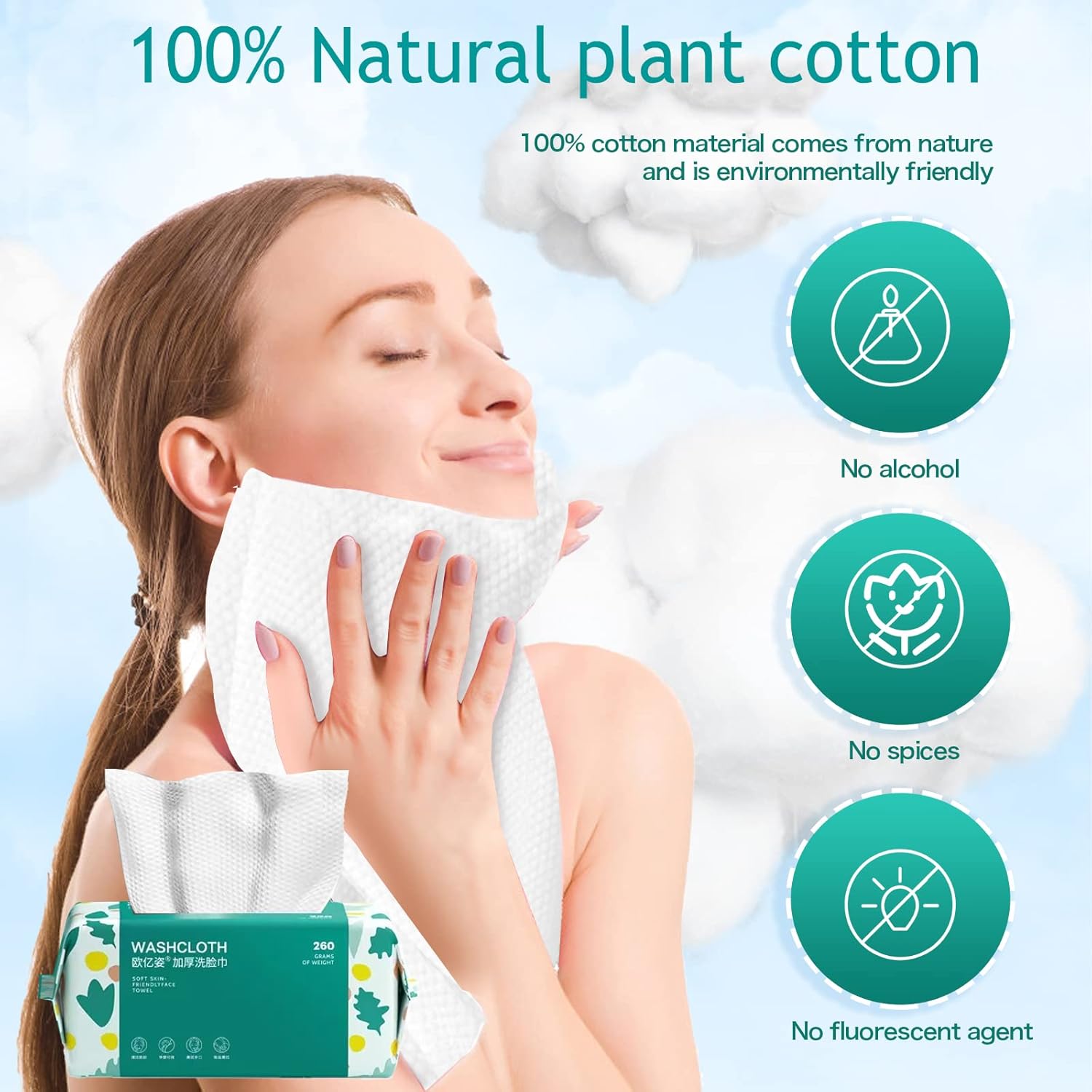 Soft Disposable Face Towel 100 Count Cotton Dry Wipes