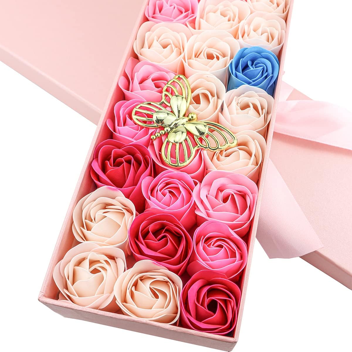 JIALEEY 33 PCS Rose Scented Bath Soap Set with Pink Gift Box