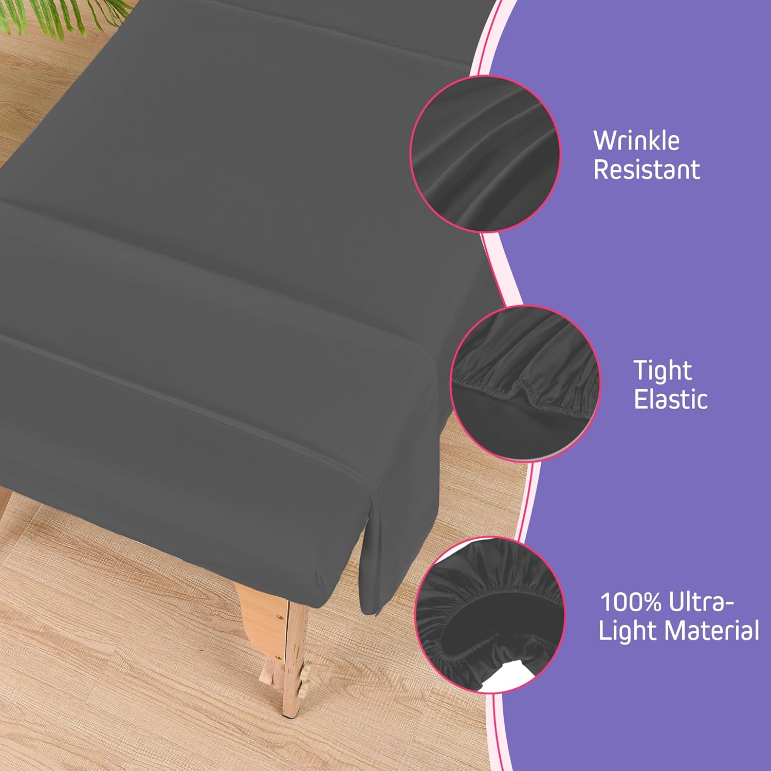 XOLLOZ Massage Table Sheets Set 4-Piece Gray Bundle