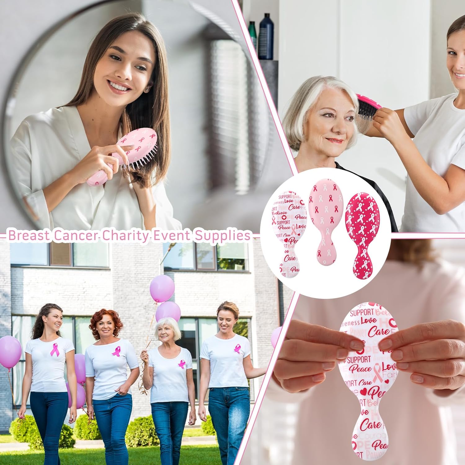 24 Piece Breast Cancer Awareness Gift Set with Pink Ribbon Hairbrush