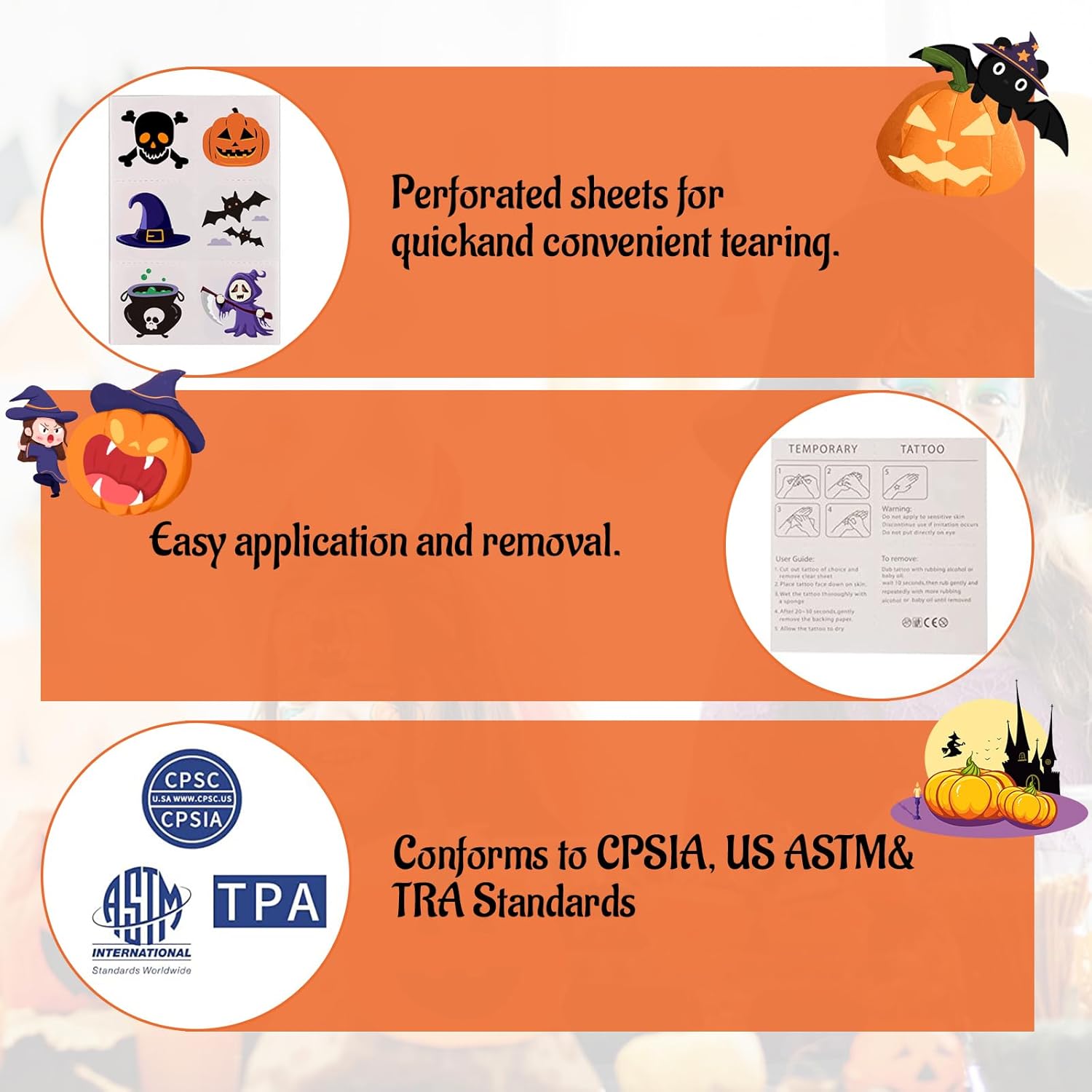 180pcs Halloween Temporary Tattoos for Kids