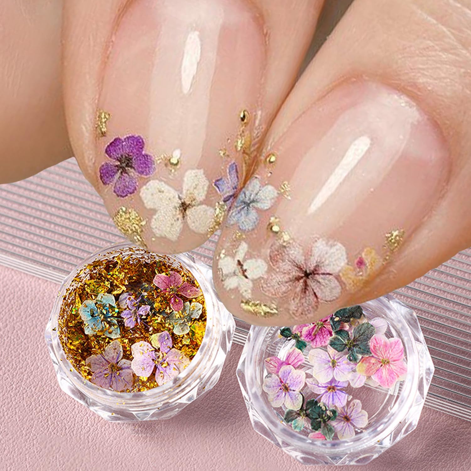 Dried Flower Nail Art Sticker - 3D Resin DIY Decor
