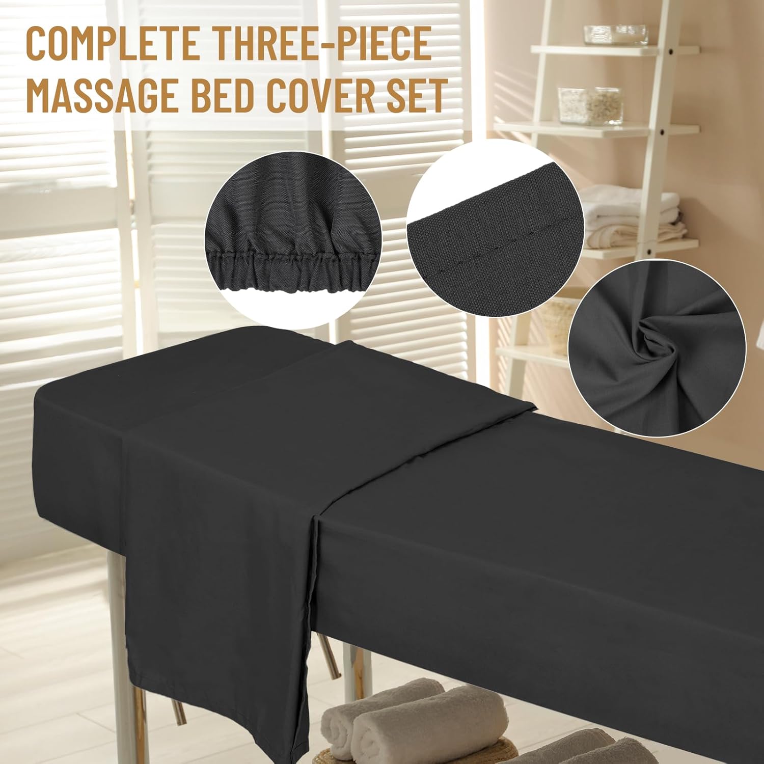 12 Pcs 4 Sets Microfiber Massage Table Sheet Set Black
