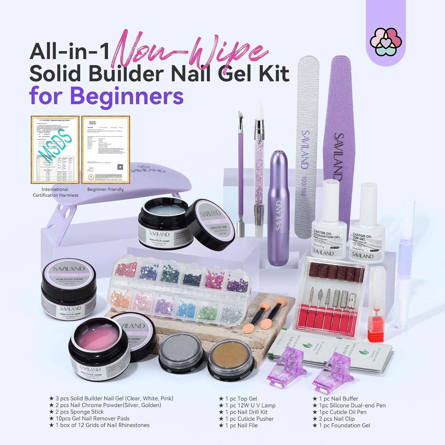 SAVILAND 3D Gel Builder Nail Kit for DIY Art