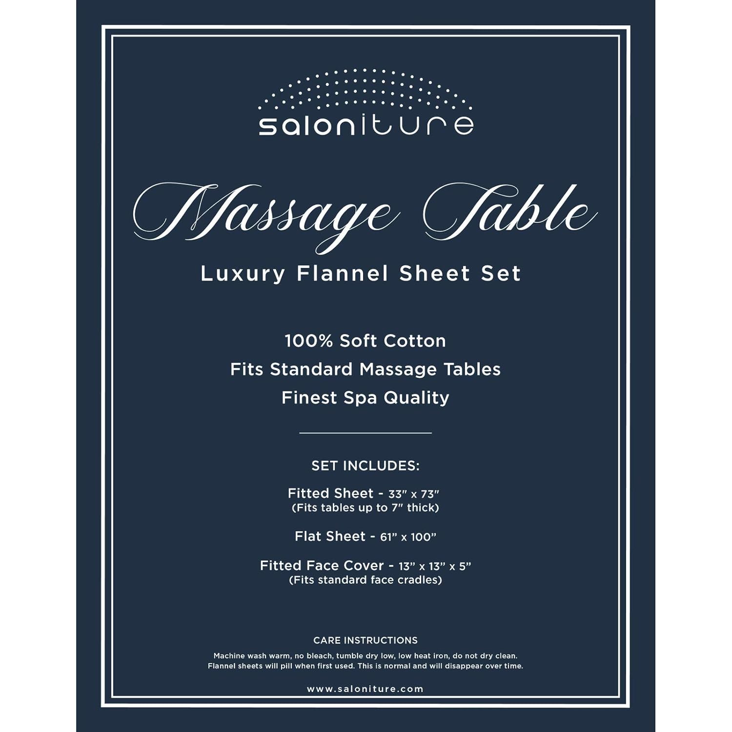 Saloniture 3-Piece Flannel Massage Table Sheet Set - Gray