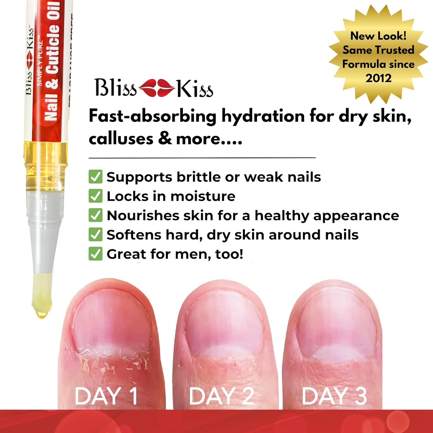 Bliss Kiss Nail Oil Cuticle Pen with Vitamin E and Jojoba